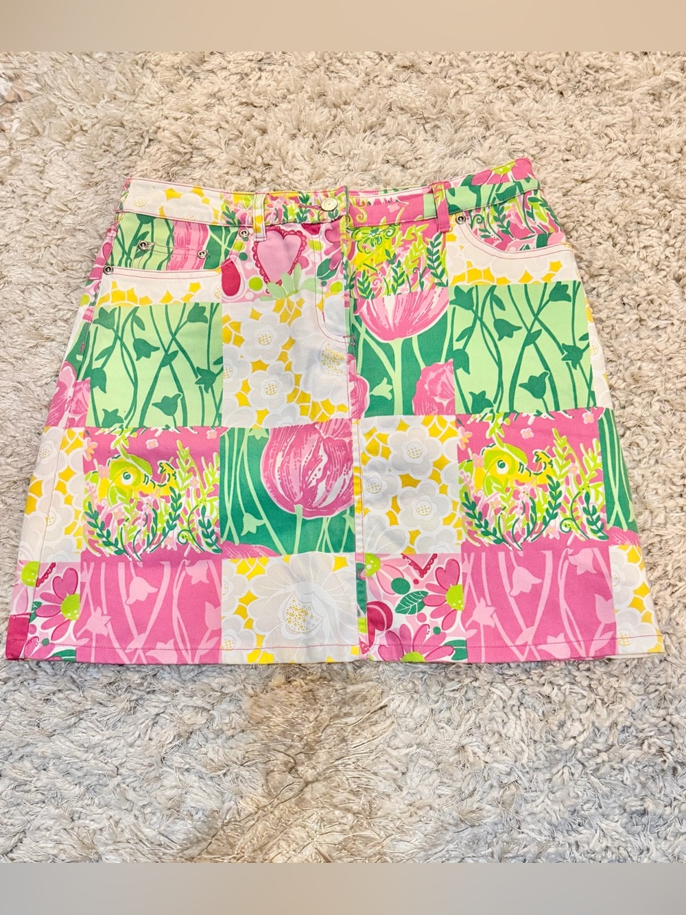 Lilly Pulitzer Patchwork Floral Mini Skirt Women’s Size 6